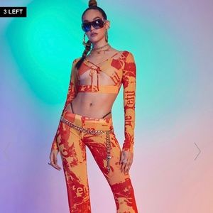 Jaded London, Orange Magazine Print Mesh size S.